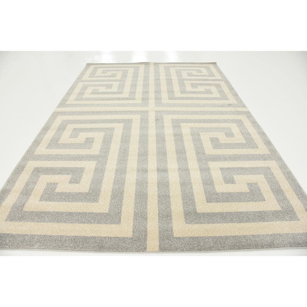 Unique Loom Athens Collection Area Rug - Greek Key (7' 1" x 10' Rectangle Gray/Beige)