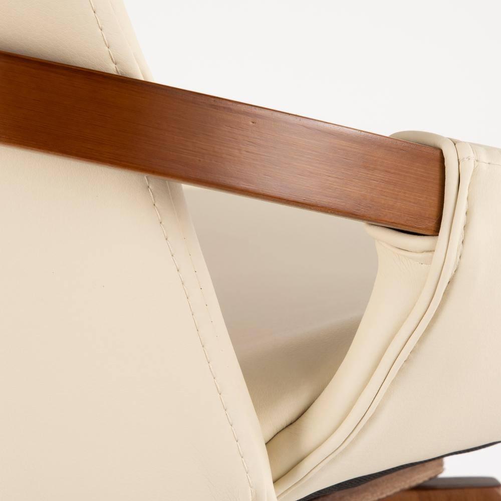 26" Cosmo Mid-Century Modern Counter Height Barstool Cream - LumiSource: Padded, Faux Leather, Wood Legs