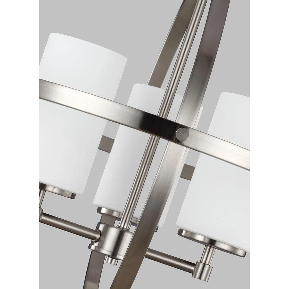 Alturas 3-Light Brushed Nickel Modern Dining Room Hanging Globe Chandelier with Etched White Glass