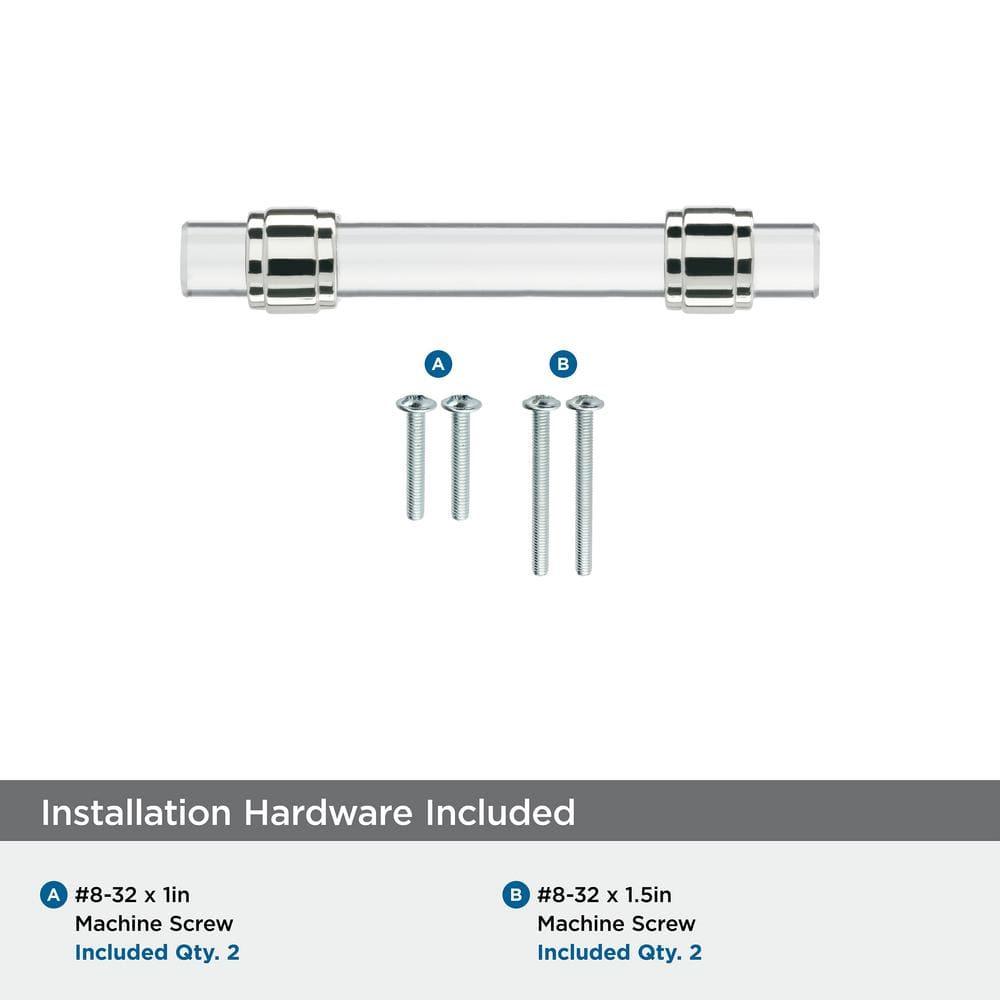 Amerock Glacio 3 inch (76mm) Center-to-Center Clear/Polished Chrome Cabinet Pull