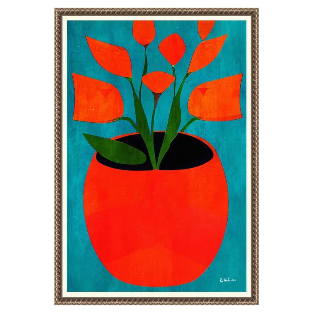 Amanti Art Red Blossoms by Bo Anderson Canvas Wall Art Print Framed 16 x 23-in.