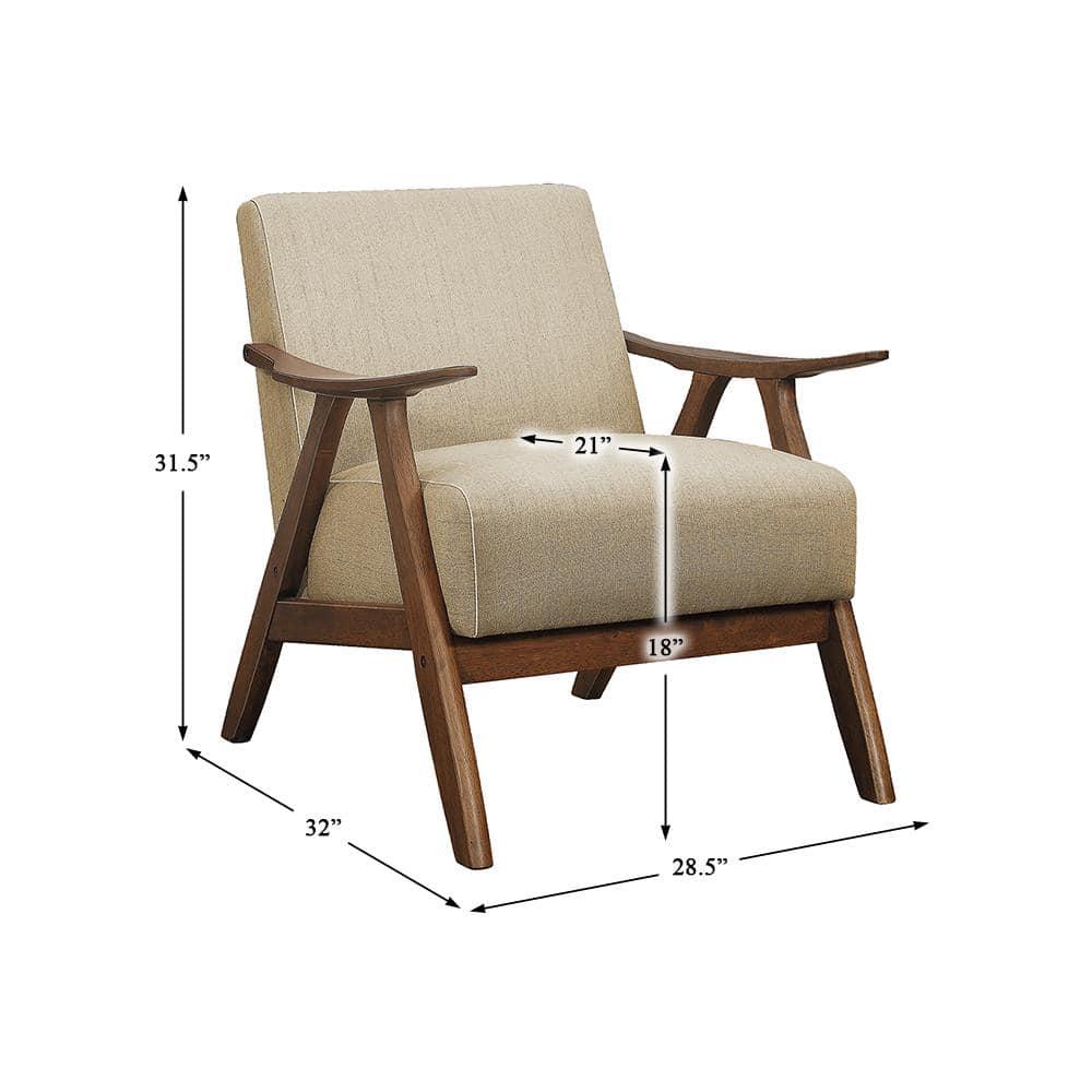Lexicon Damala Collection Retro Inspired Wood Frame Accent Chair, Light Brown