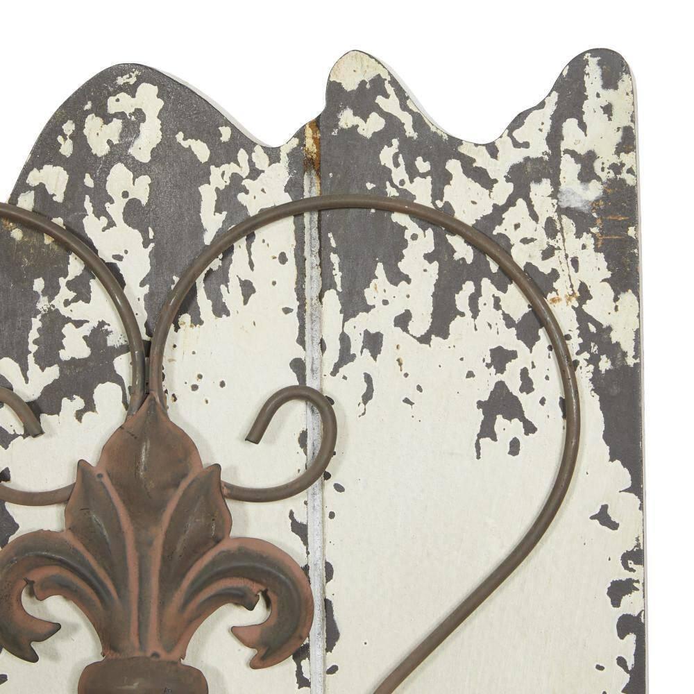 DecMode White Wood Arabesque Scroll Wall Decor (2 Count)