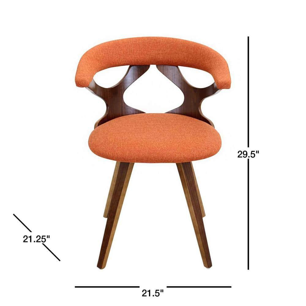 LumiSource Gardenia Mid-Century Modern Dining Accent Chair with Swivel Orange/Walnut: Polyester Upholstery, Wood Legs, No Assembly Required
