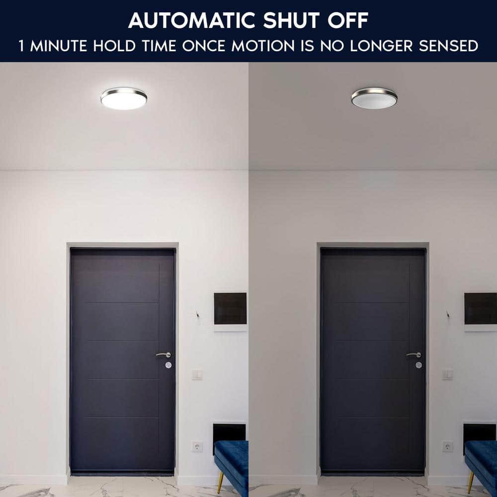 Luxrite Motion Sensor LED Flush Mount Ceiling Light, 11 Inch, 5CCT 2700K-5000K, 16W, 1200 Lumens, ETL