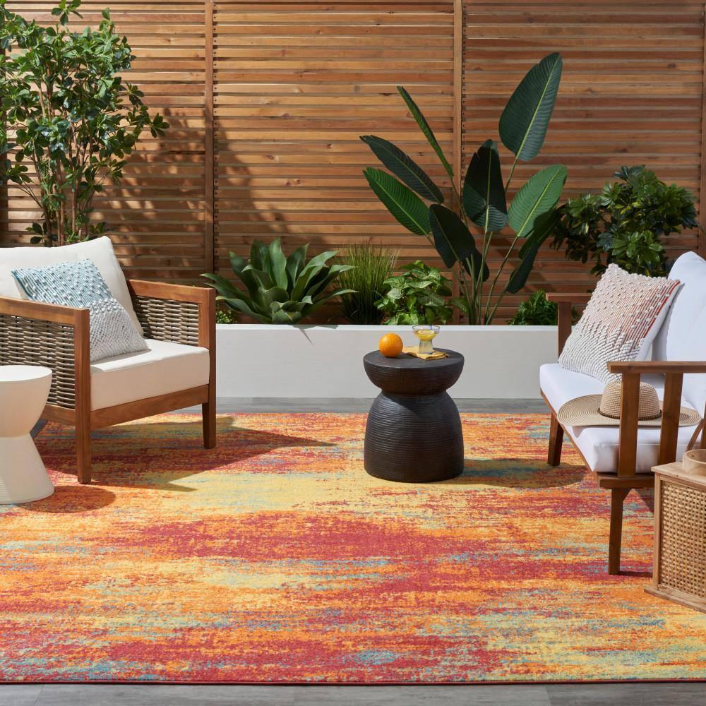 Nourison Essentials Abstract Indoor Outdoor Rug Flame 8' x 10'