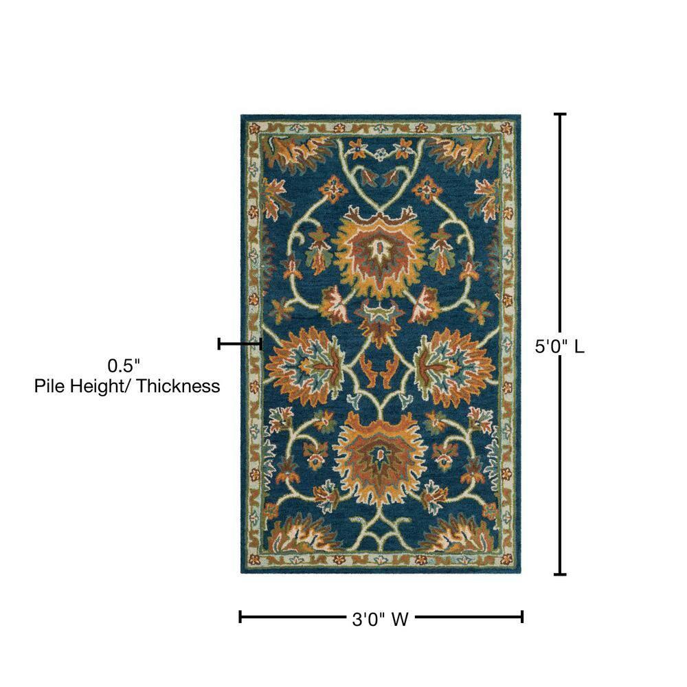 SAFAVIEH Heritage Sharla Floral Wool Area Rug, Navy, 3' x 5'