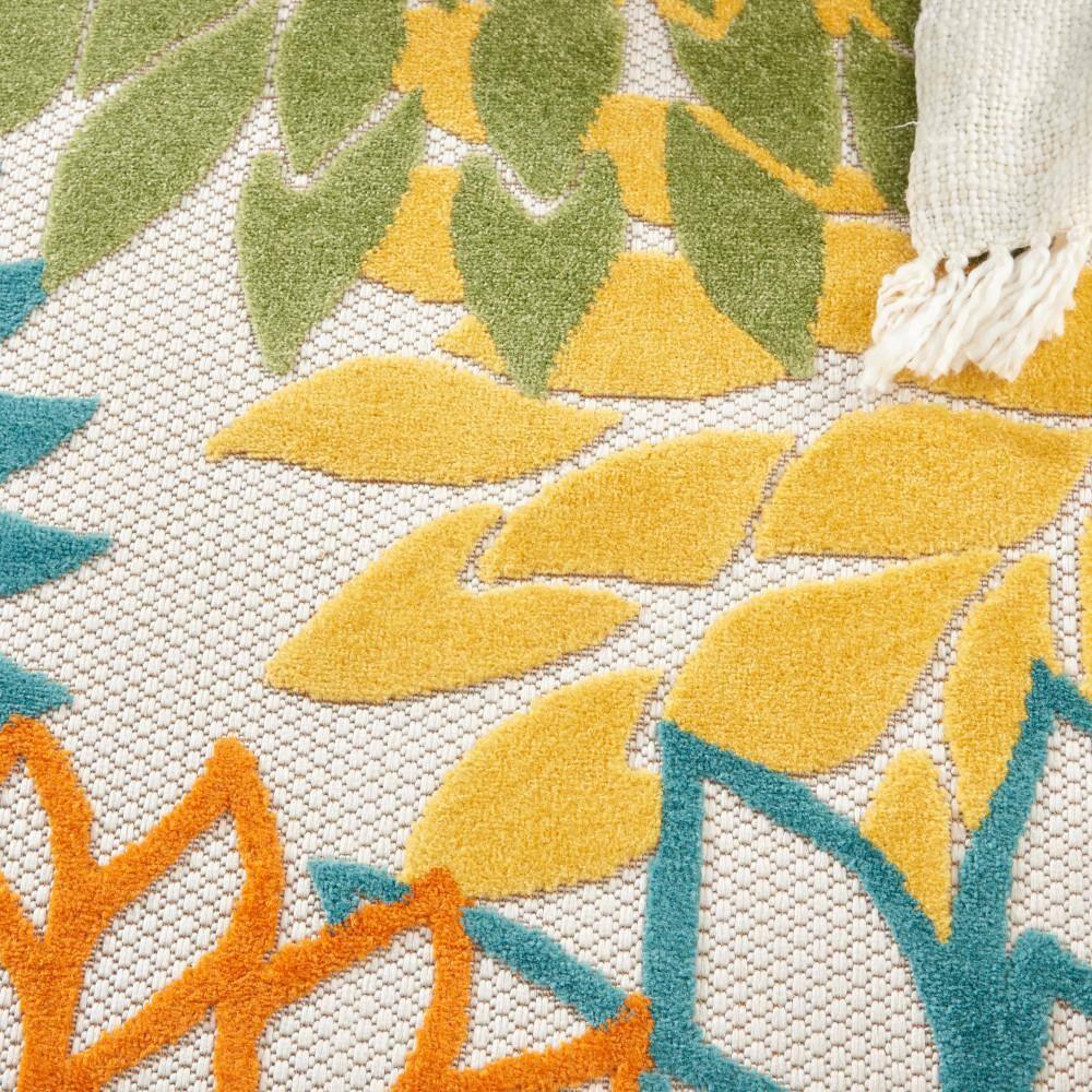Nourison Aloha Floral Bloom Flatweave High-Low Indoor Outdoor Area Rug Turquoise Multicolor 2'8" x 4'
