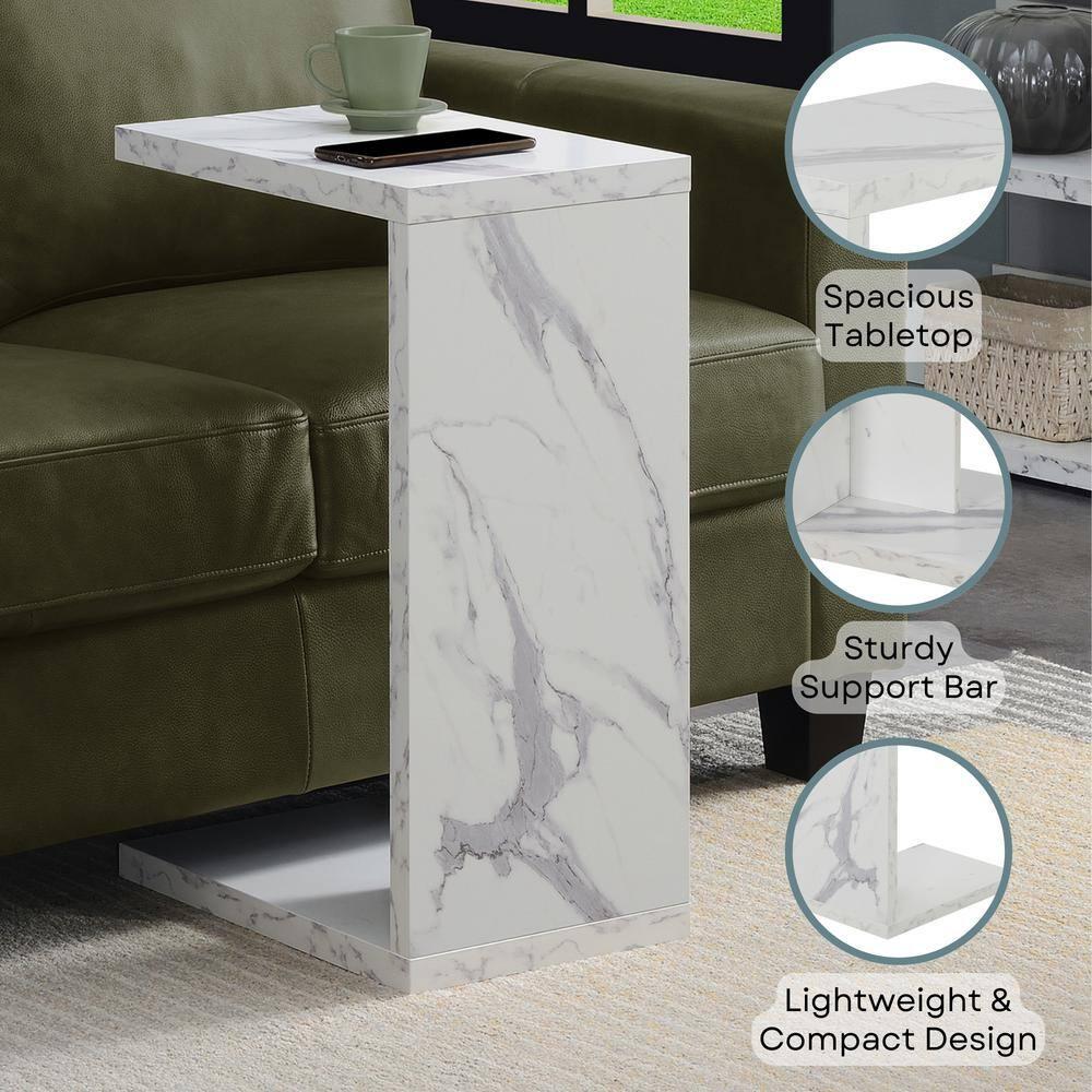 Convenience Concepts Northfield Admiral C End Table, White Faux Marble