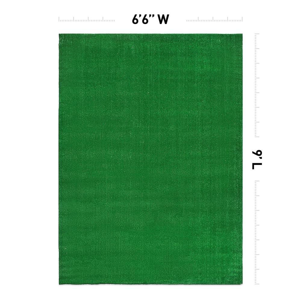 World Rug Gallery Artificial Turf Solid Grass Indoor Outdoor Area Rug - GREEN 6'6"x9'