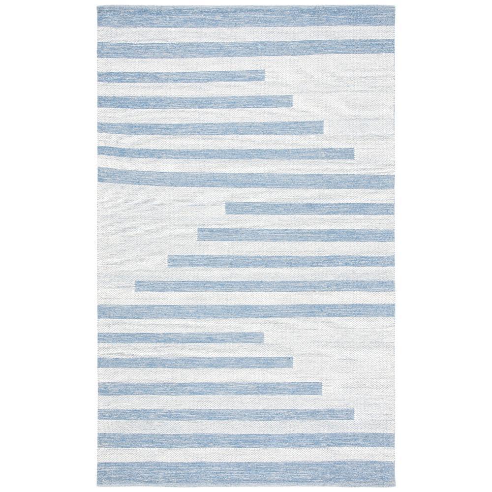Striped Kilim STK504 Hand Woven Area Rug - Ivory/Blue - 8'x10' - Safavieh.