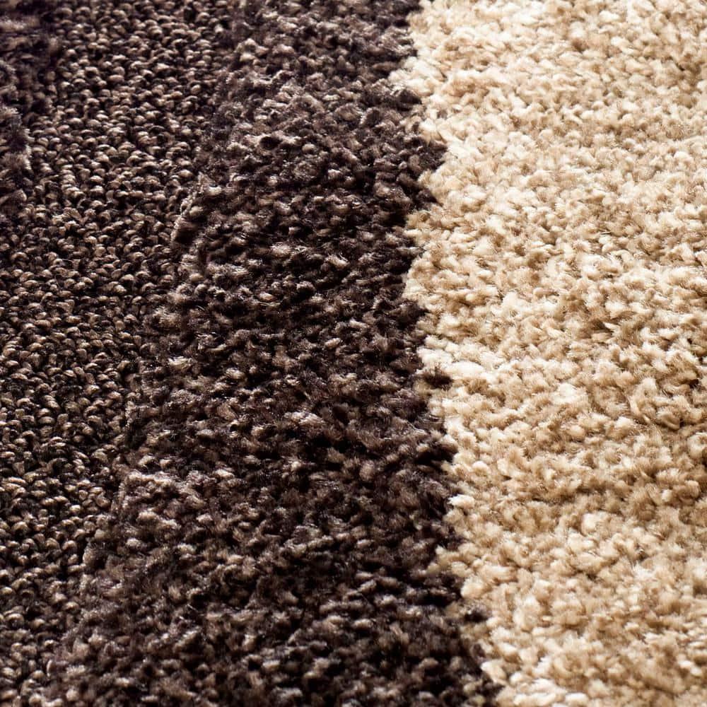 Florida Shag SG451 Power Loomed Indoor Area Rug - Dark Brown/Beige - 5'x5' Square - Safavieh