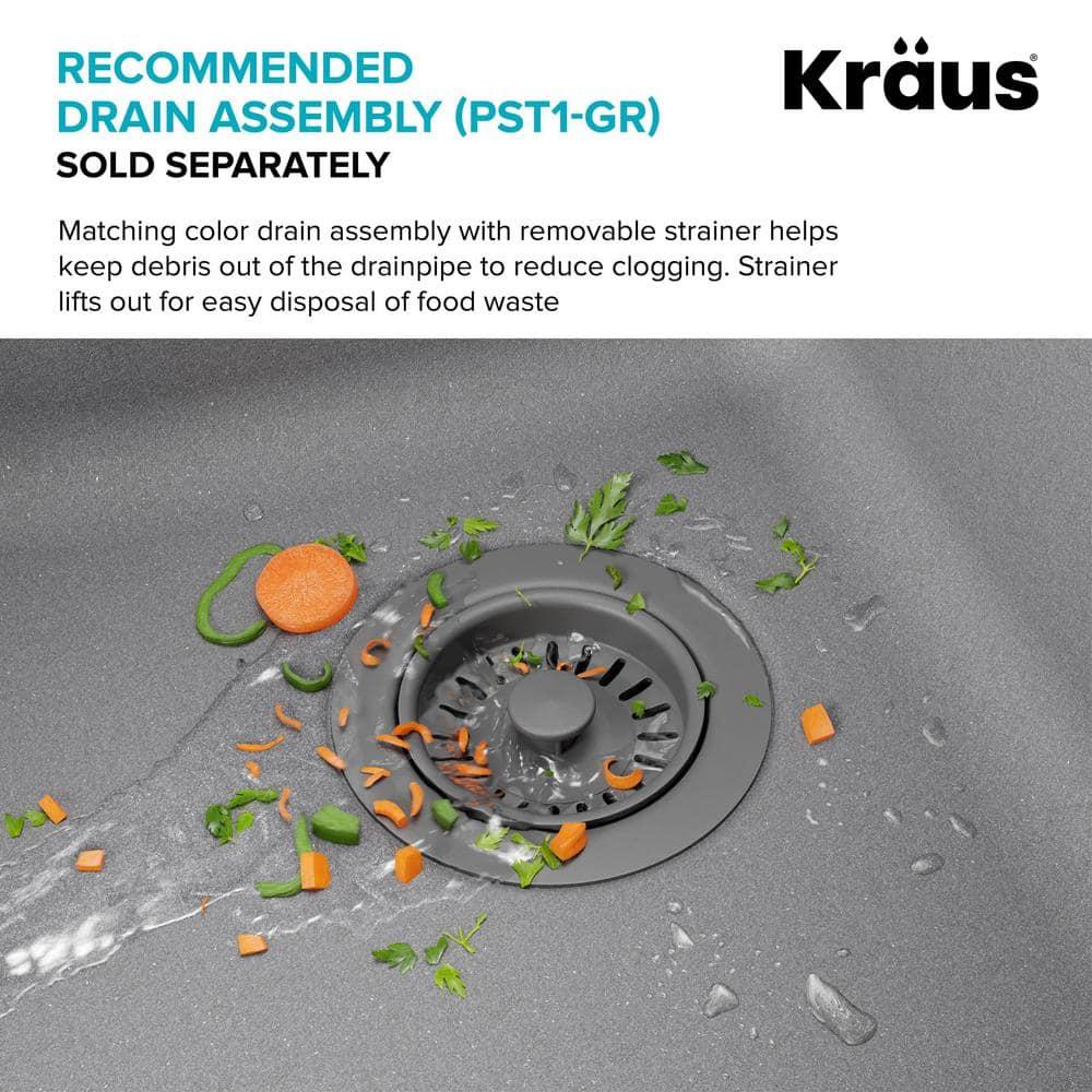 Kraus KRAUS Quarza™ 33" L Dual Mount 60/40 Double Bowl Granite Kitchen Sink KGD-442GREY