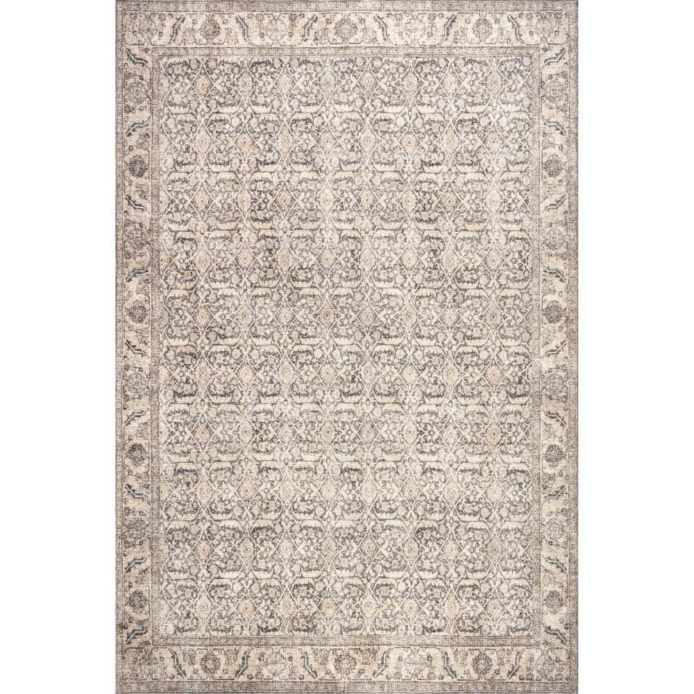 Nuloom Hillstone Collection Calantha Traditional Vintage Medallion Area Rug, 5' x 8', Beige