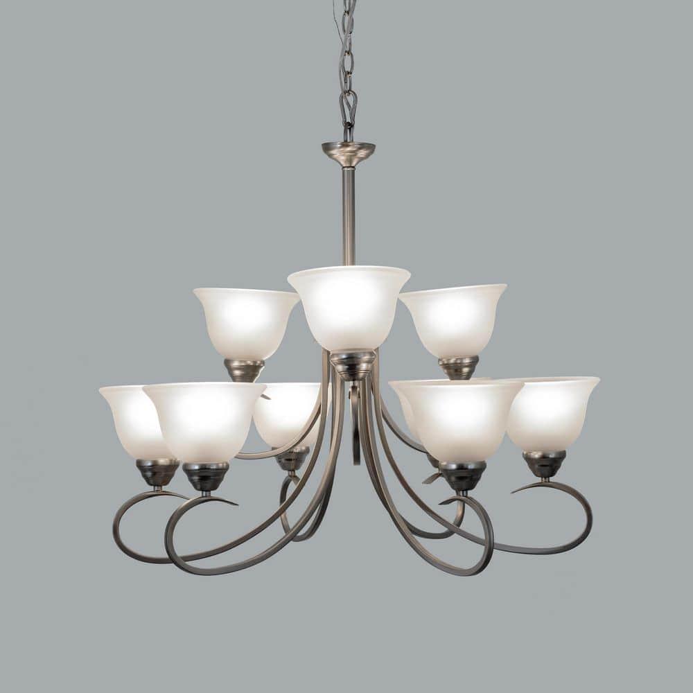 Yosemite Home Decor Ribbon Falls Collection Nine-Lights Chandelier,Satin Nickel