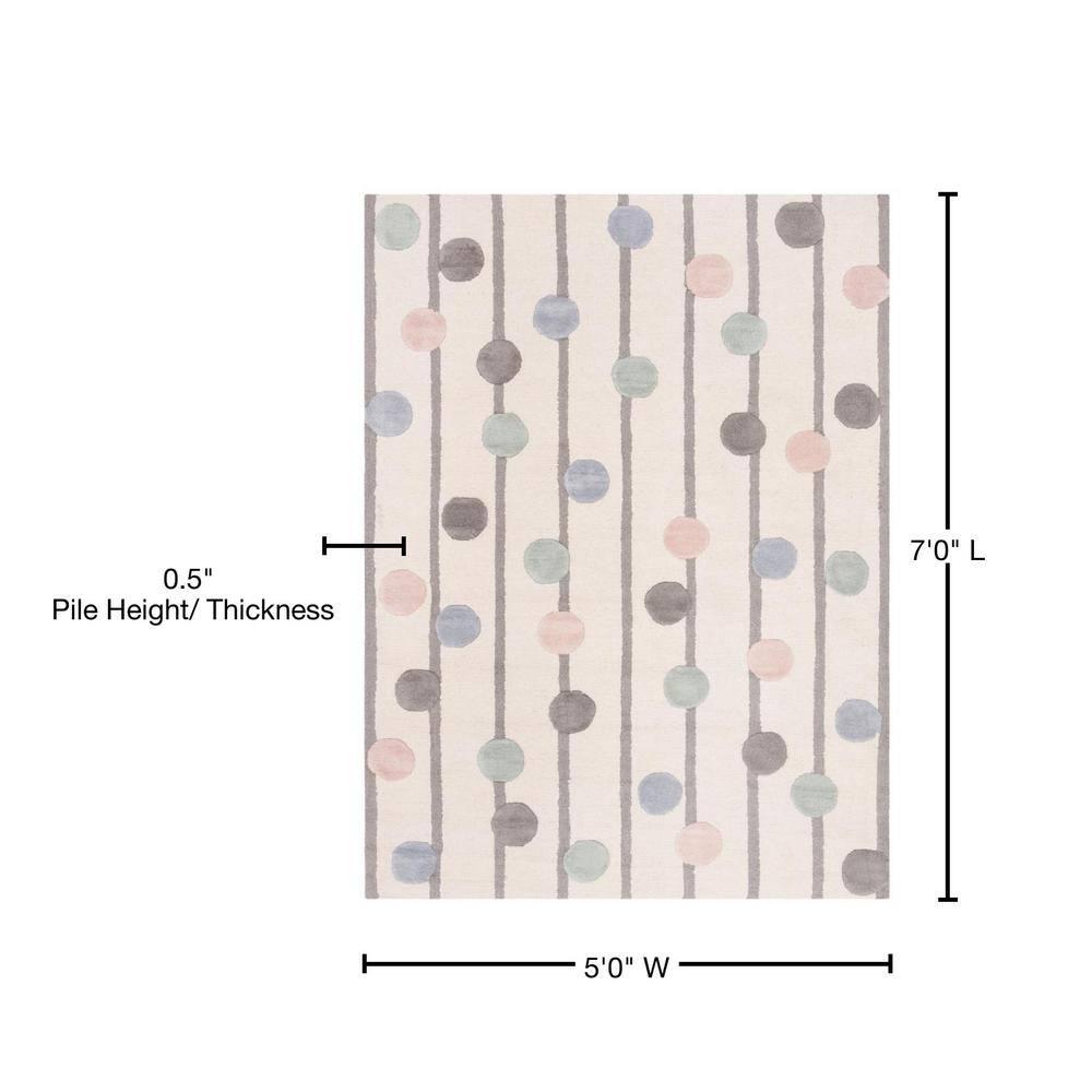 SAFAVIEH Kids Confetti Wool Area Rug, Ivory/Multi, 5' x 7'