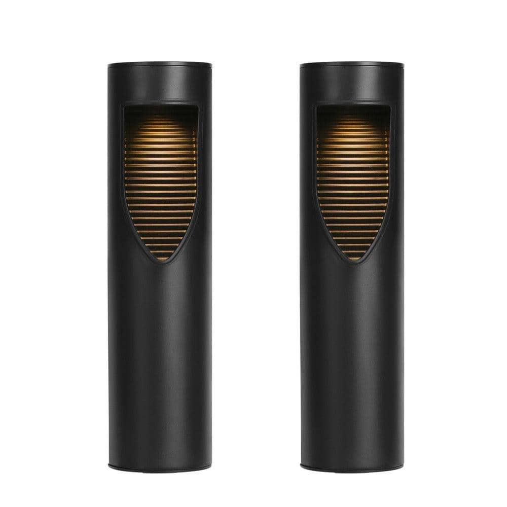 Techko 12.2" Solar Bollard LED Pathway Light (Set of 2)