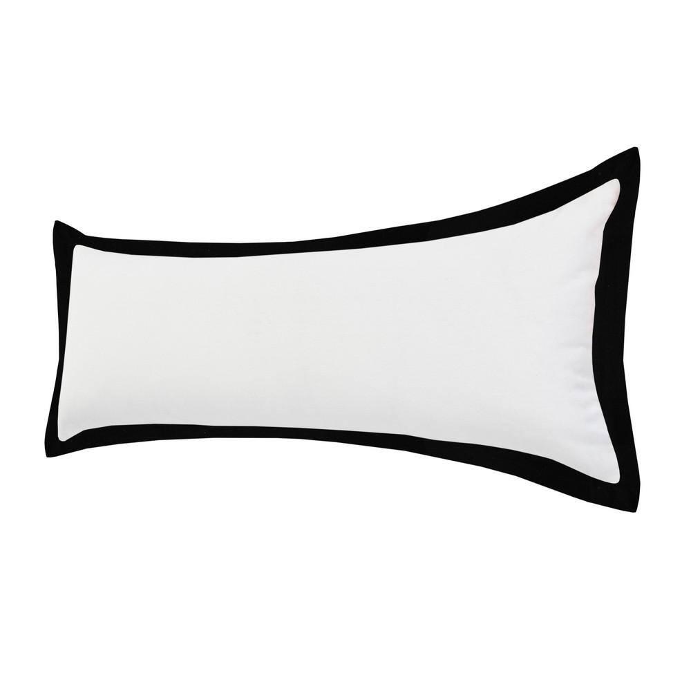 Empire White /Black Border Soft Poly-Fill 14 in. x 36 in. Indoor Throw Pillow