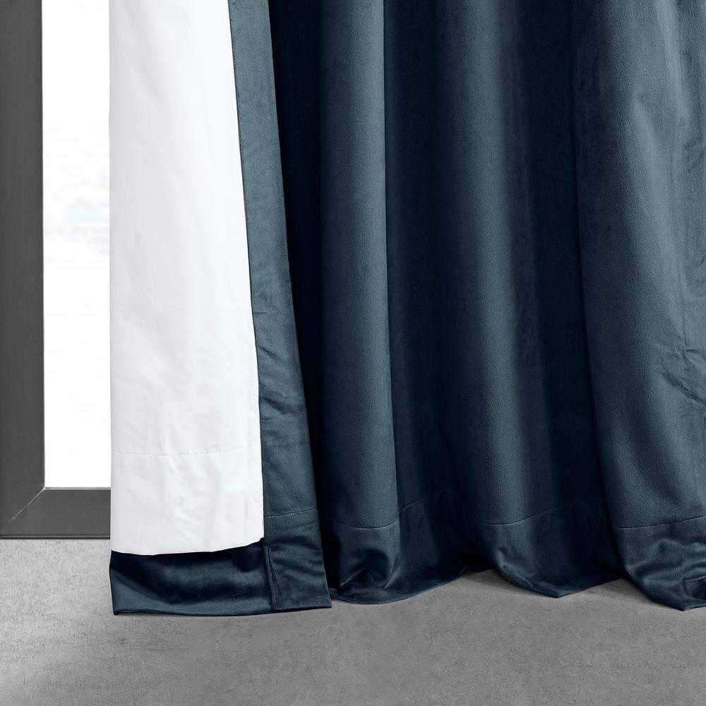 Half Price Drapes Signature Midnight Blue French Pleat Velvet Blackout Curtains(1 Panel), 50WX 120L