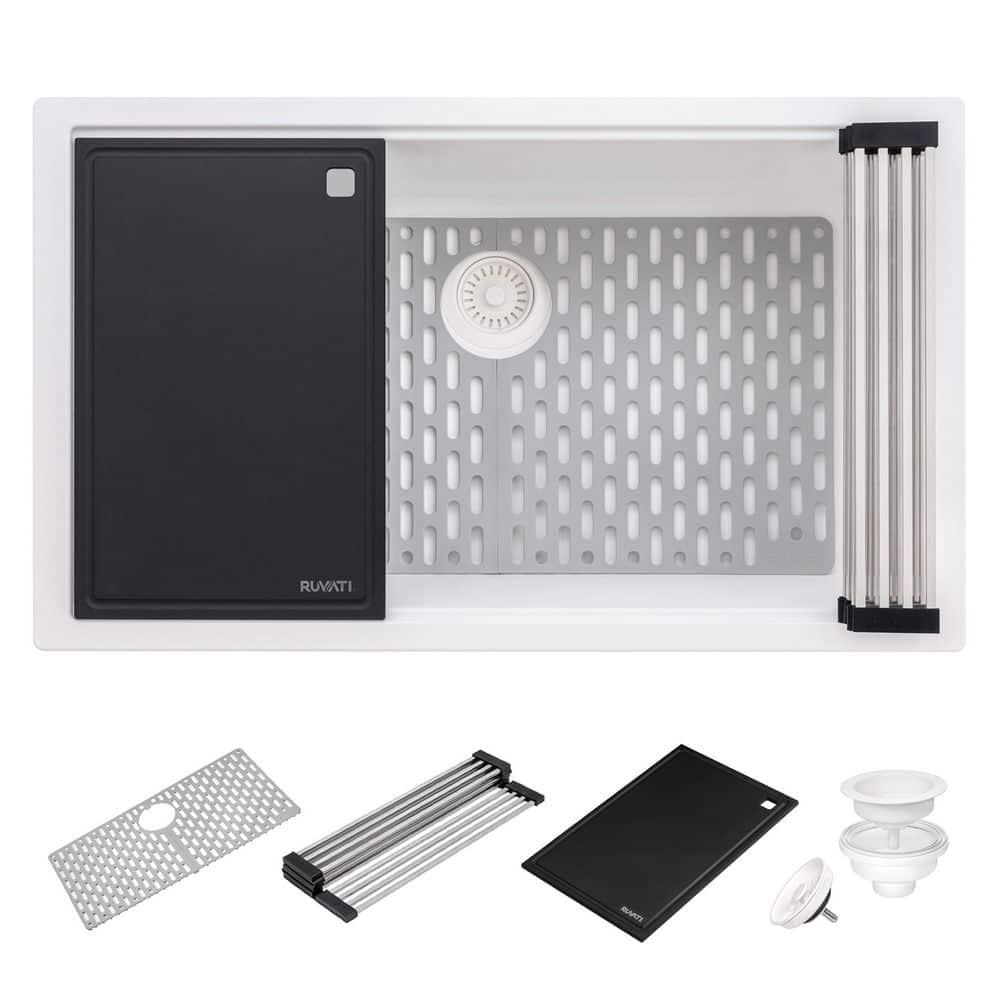 Ruvati 33-inch Undermount Workstation Granite Composite Kitchen Sink