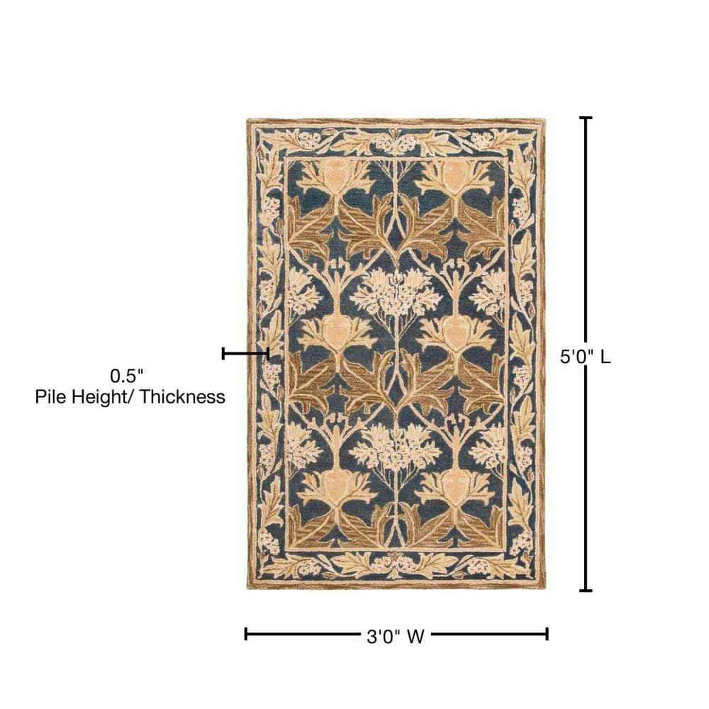 Anatolia AN541 Hand Tufted Indoor Accent Rug - Navy/Sage - 3'x5' - Safavieh