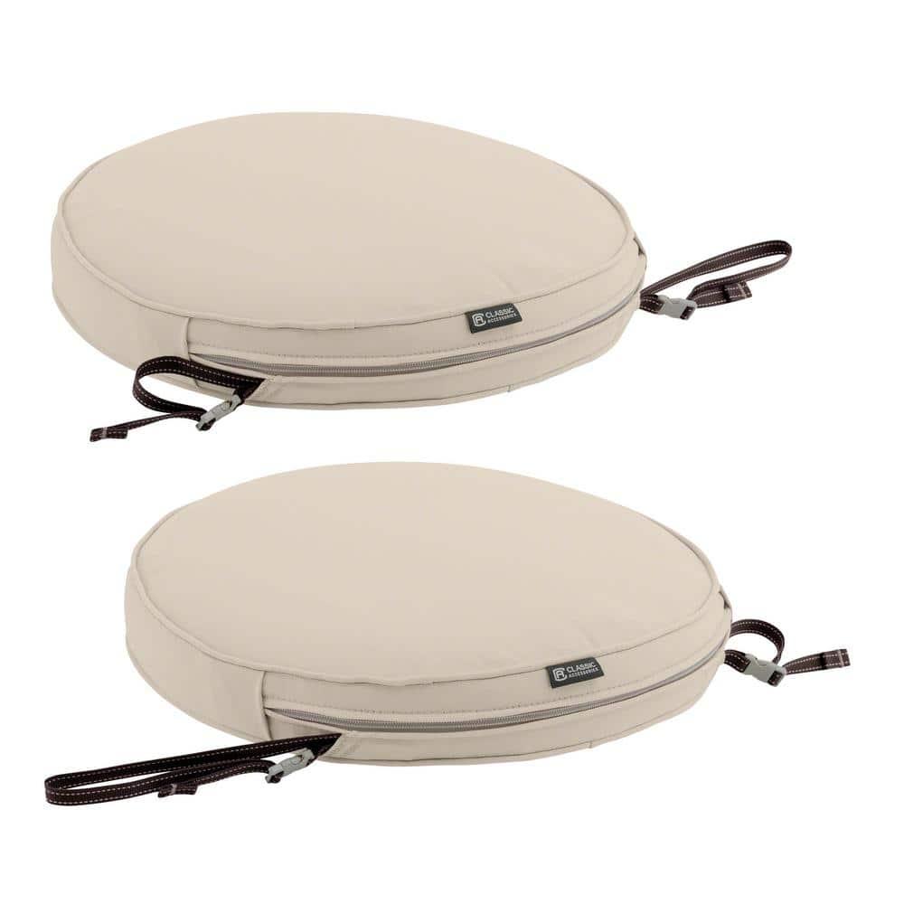 Classic Accessories Montlake FadeSafe Water-Resistant Patio Dining Seat Cushion, 18 x 2 inch, Antique Beige