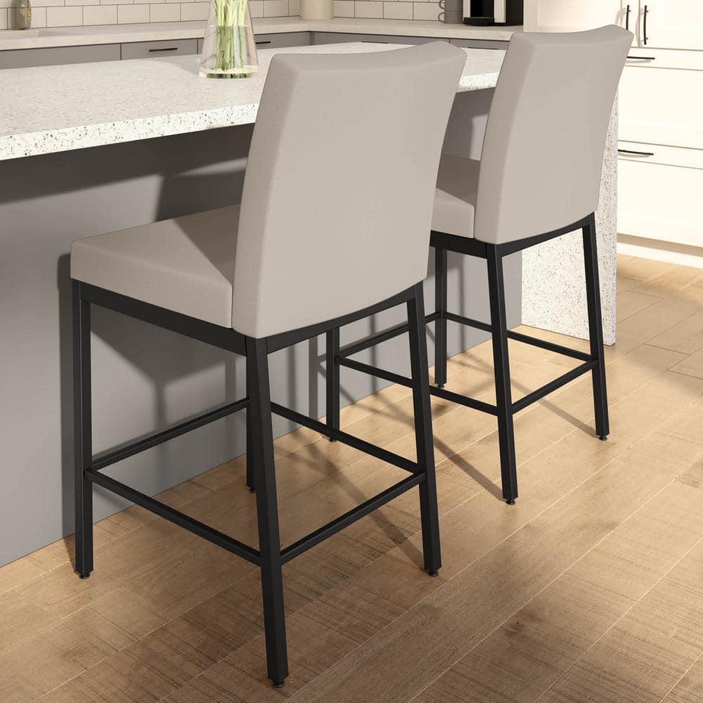 Amisco Perry Plus 26 In. Counter Stool - Cream Faux Leather / Black Metal