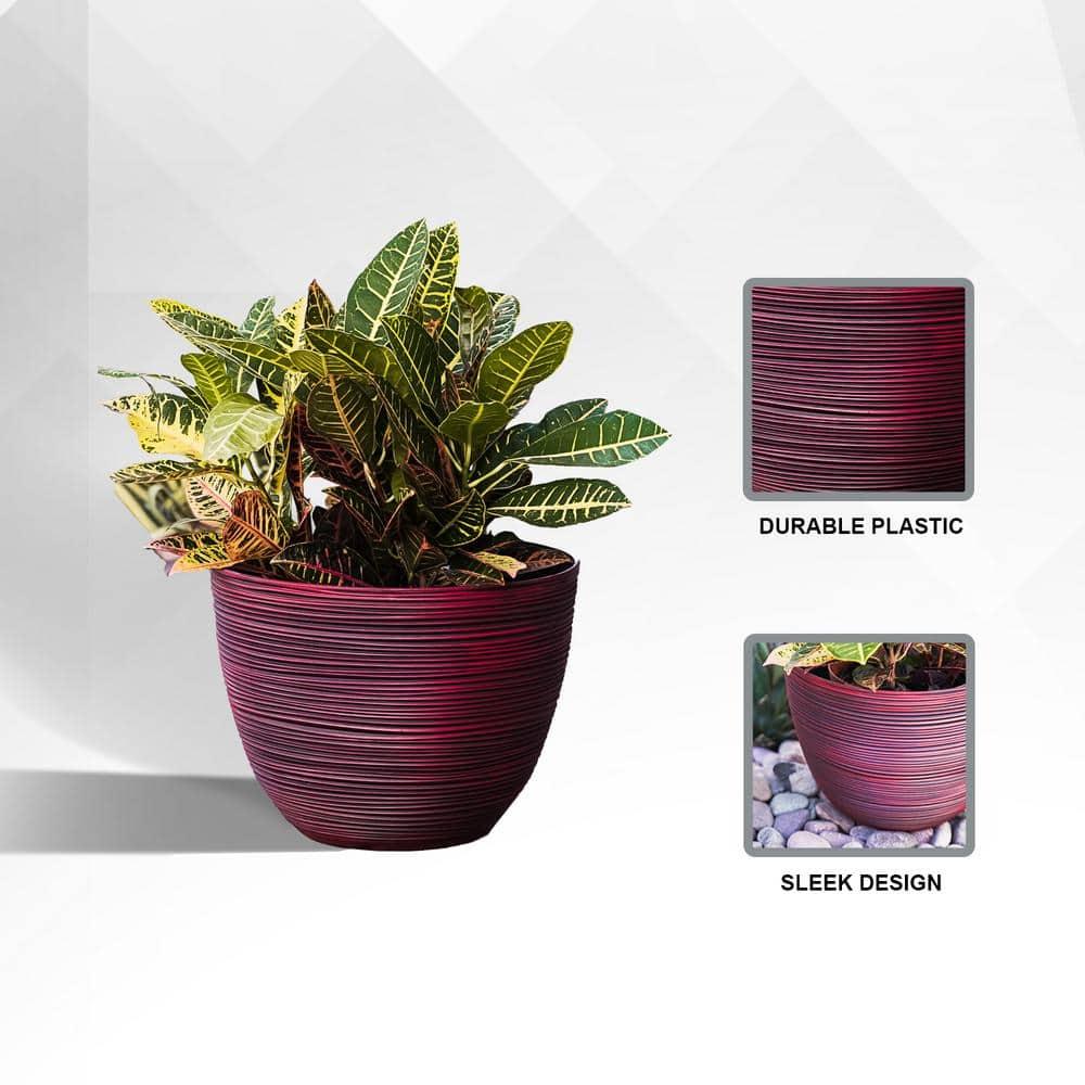 Xbrand Modern Nested Round Textured Pot Planter, Set of 3, 12 Inch Tall, White