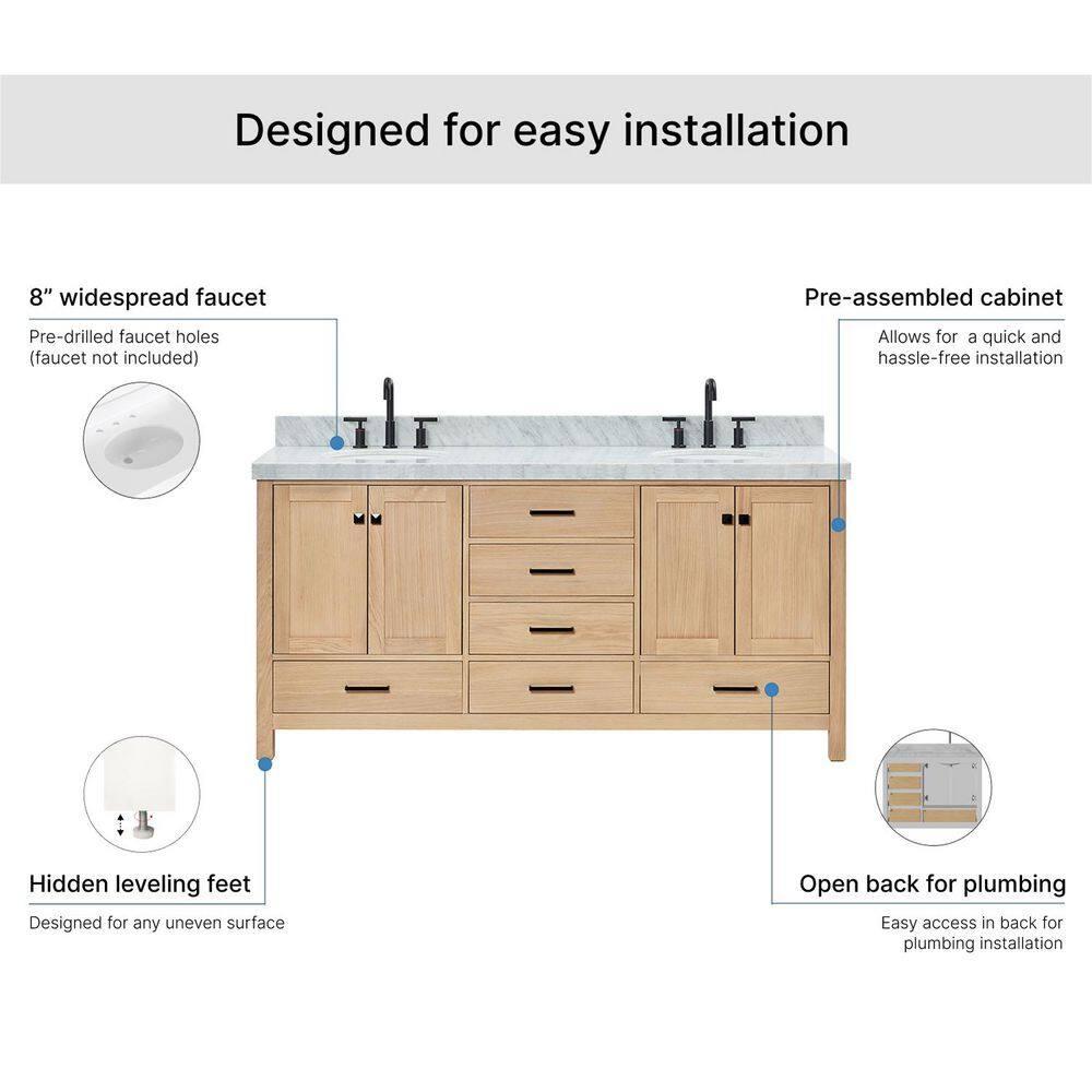 Cambridge 72'' Double Bathroom Vanity with Carrara Marble Top