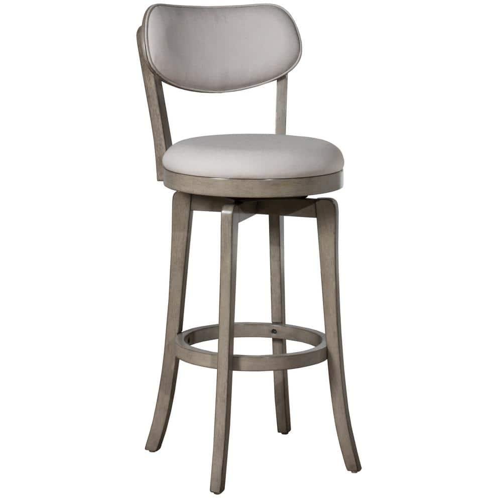 Sloan Barstool Gray - Hillsdale Furniture: Swivel, Upholstered, Aged Wood Finish, 43.5" Height