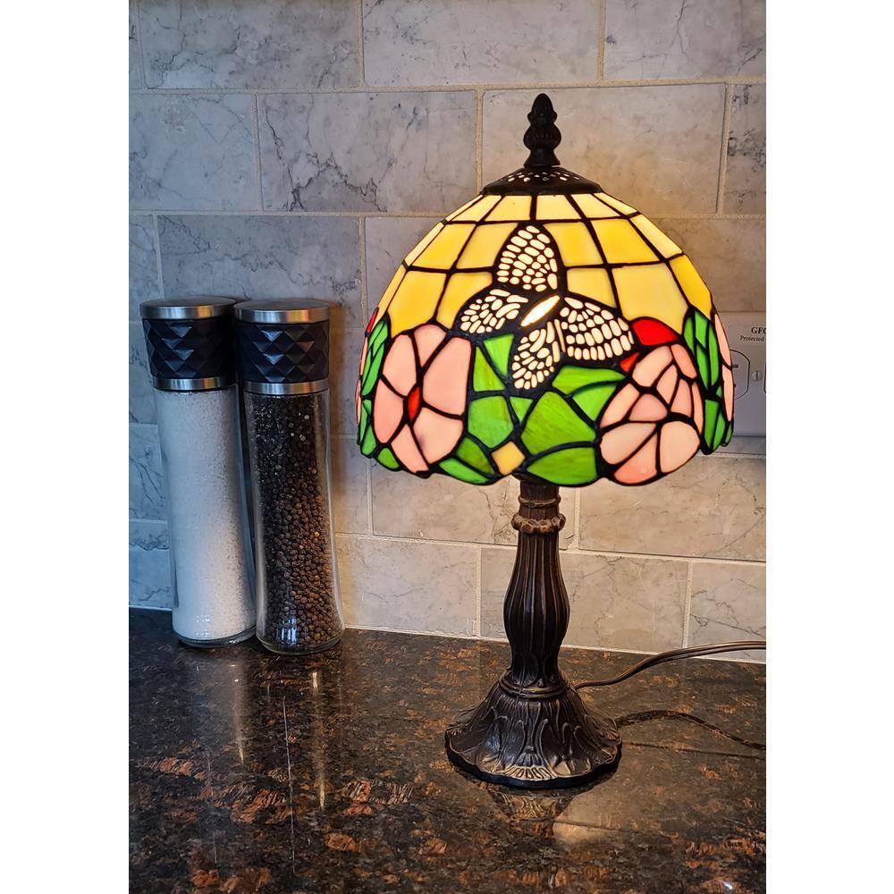 Amora Lighting Tiffany Style Floral Mini Table Lamp 15 Inch High