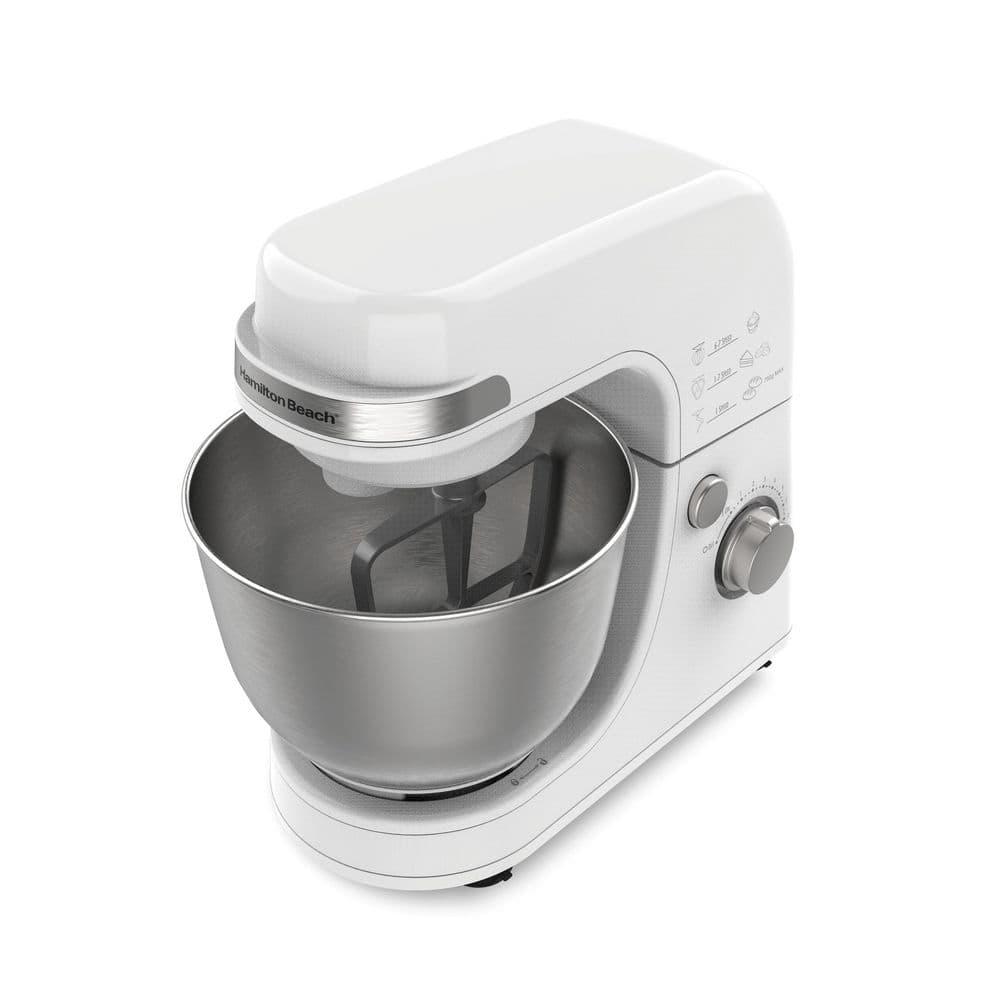 Hamilton Beach® 7-Speed 4-Quart Electric Stand Mixer with Splash Guard, Dough Hook, Flat Beater, and Whisk Attachments