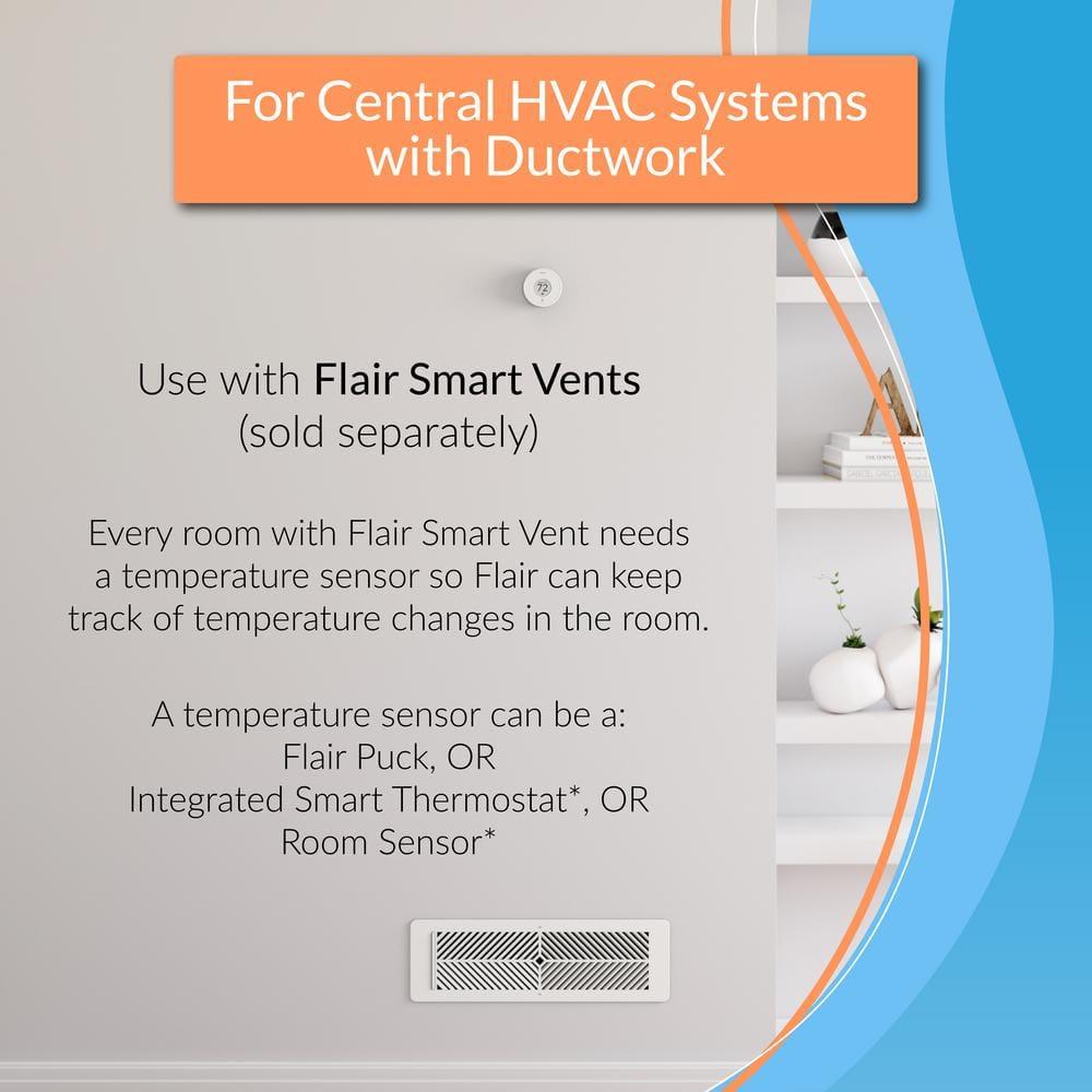 Flair Puck, WiFi Wireless Thermostat (Pearl White). Controls Flair Smart Vents. Compatible with Alexa, works with ecobee, Honeywell smart thermostats, and Google Assistant.