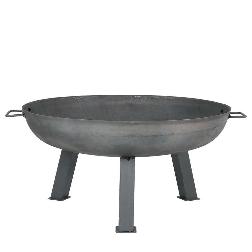 SunnyDaze Decor Union Round Wood-Burning Steel Finish Cast Iron Outdoor Raised Fire Pit Bowl