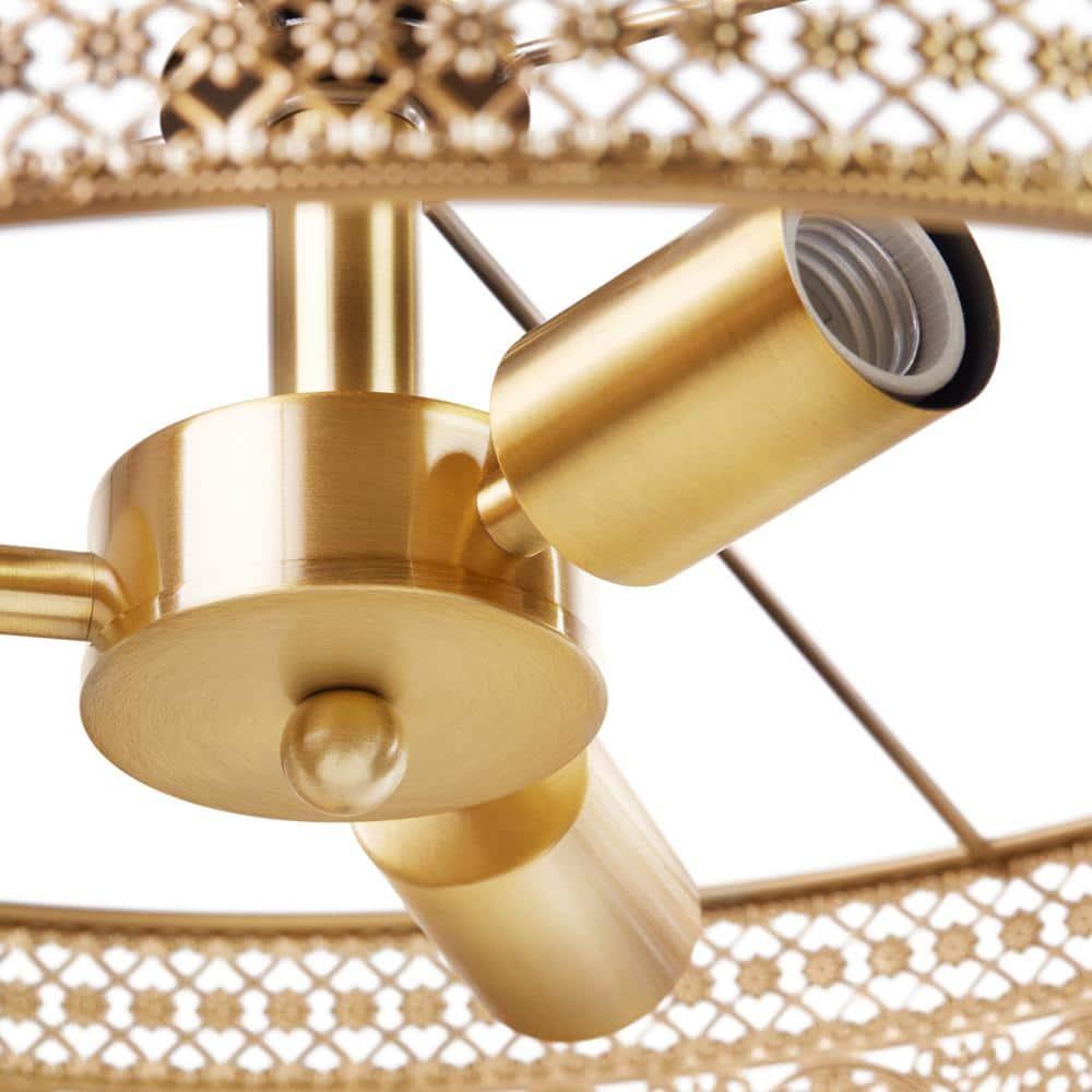23.5" 3-Light Bryar Chandelier Brass/Crystal - River of Goods: UL Listed, Adjustable Height, Metal & Crystal Drum