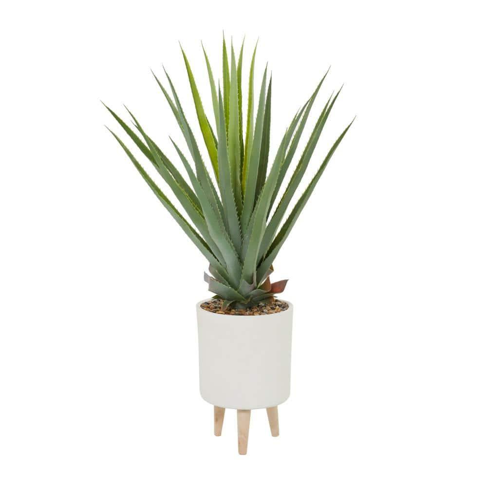 DecMode 42" Artificial Agave Plant in Realistic Leaves and White Ceramic Pot