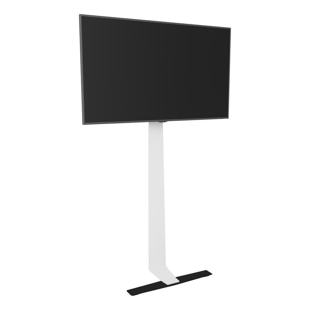 Floor Mount with TV Stand for TVs up to 80" White - AVF: No-Drill, Space-Saving Design, Cable Management