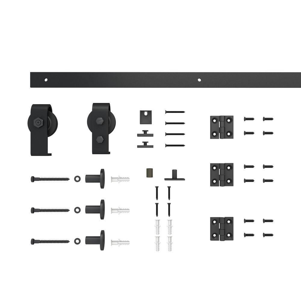 Calhome 1 Panel Shaker Composite Bi-Fold Door with Sliding Barn Door Hardware Kit