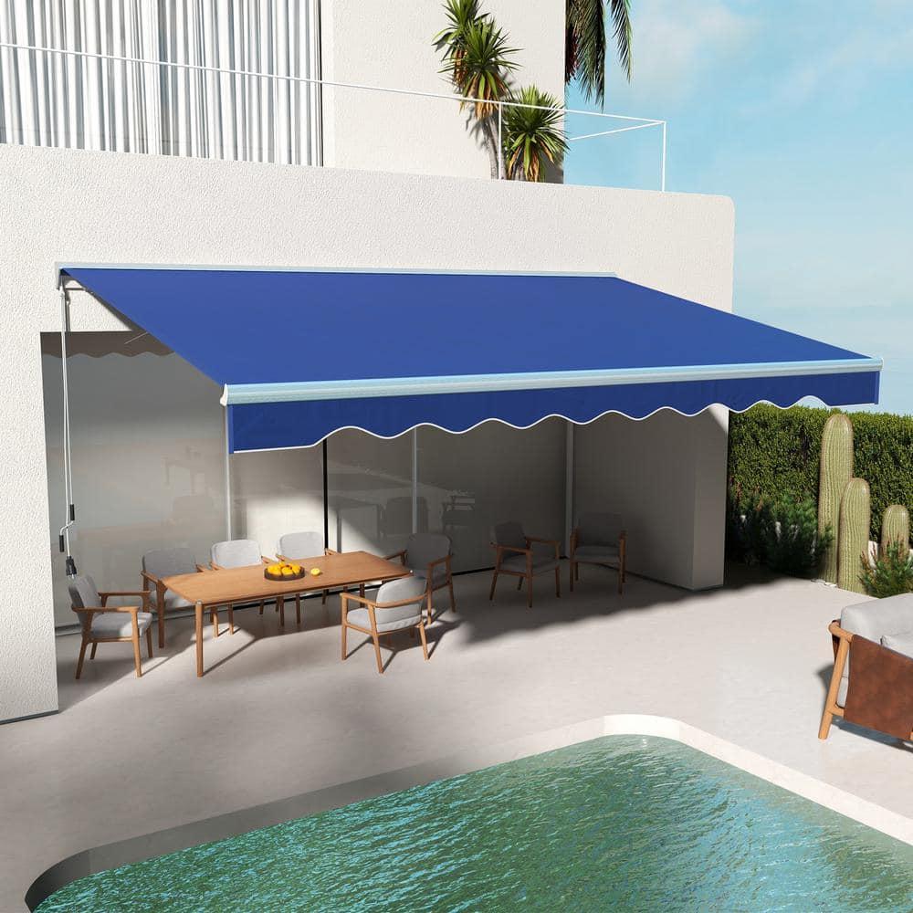 Outsunny Polyester Cover Retractable Patio Awning