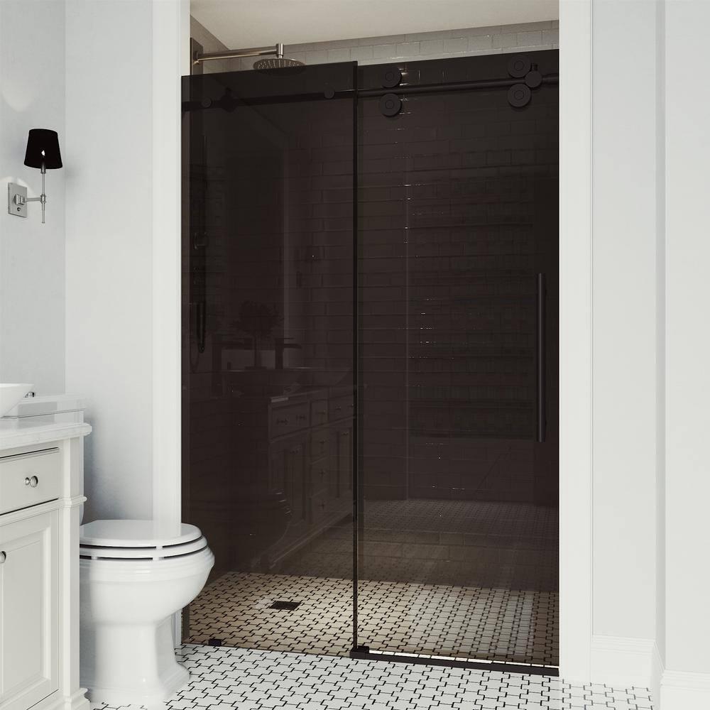 Elan 68-72" W x 74" H Sliding Frameless Shower Door with 3/8" Tinted Glass