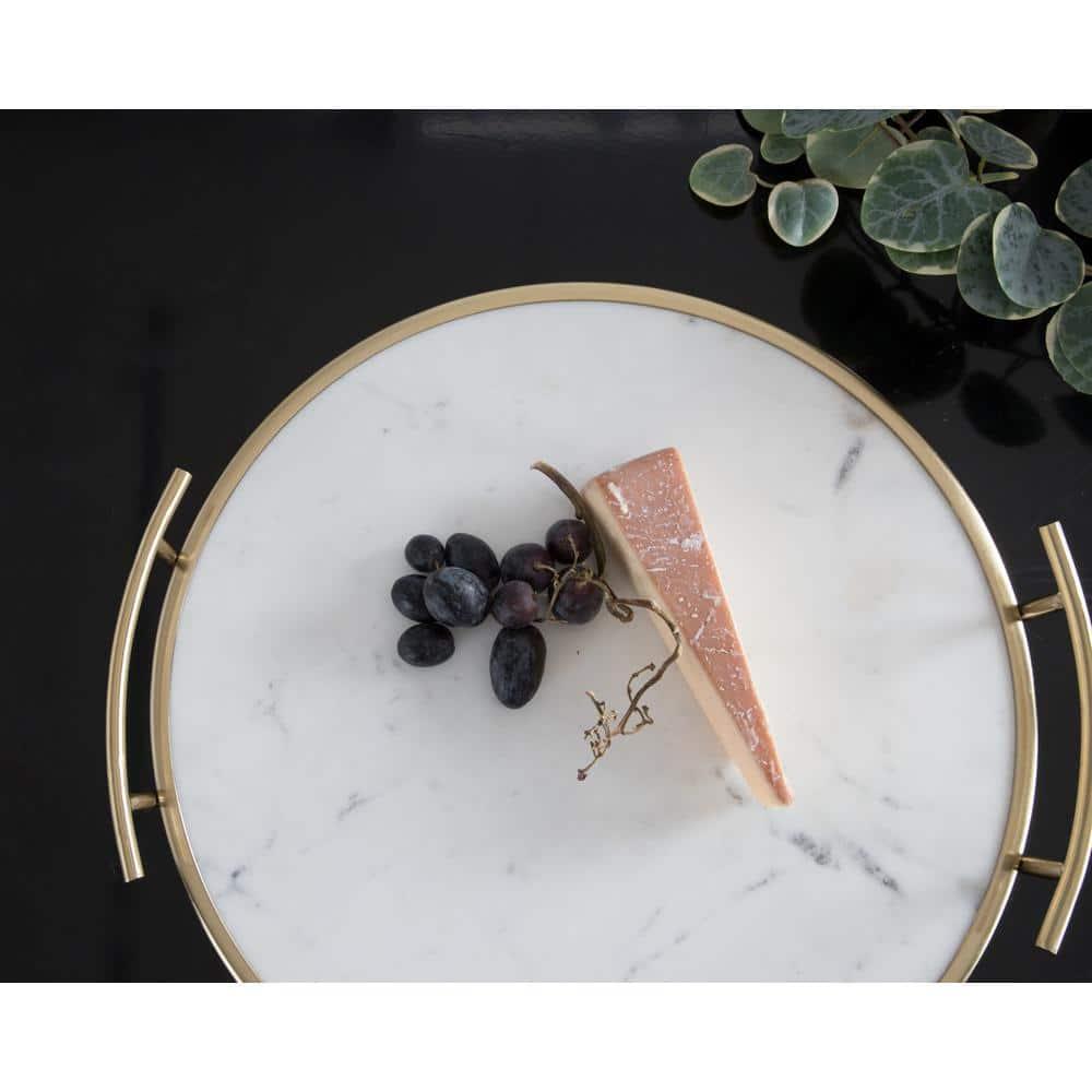 Kate and Laurel Marbury Tray, 14" Diameter, Gold
