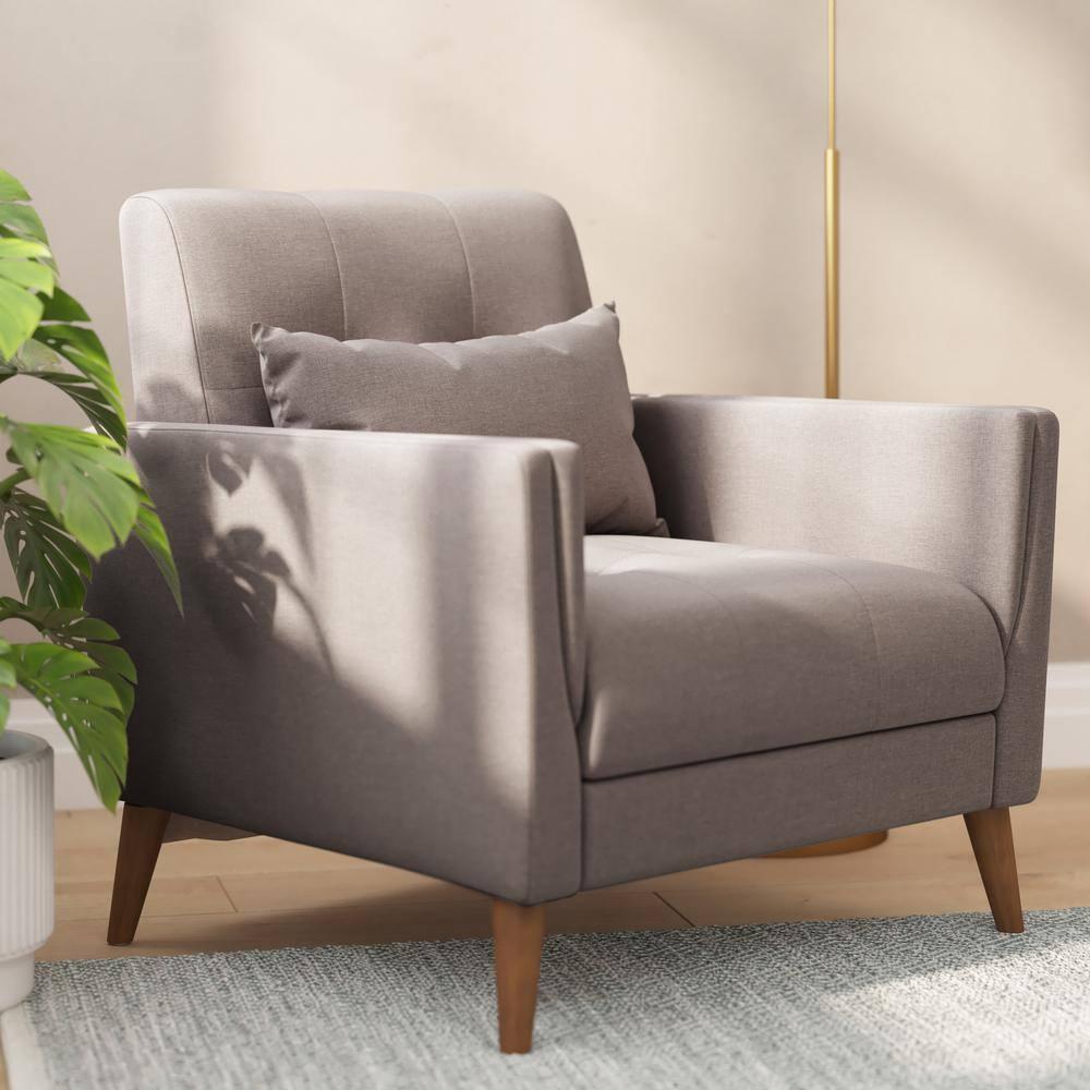 Taylor & Logan Cormac Armchair Taupe: Linen Upholstery, French Seam, Extended Seat, Wood Frame