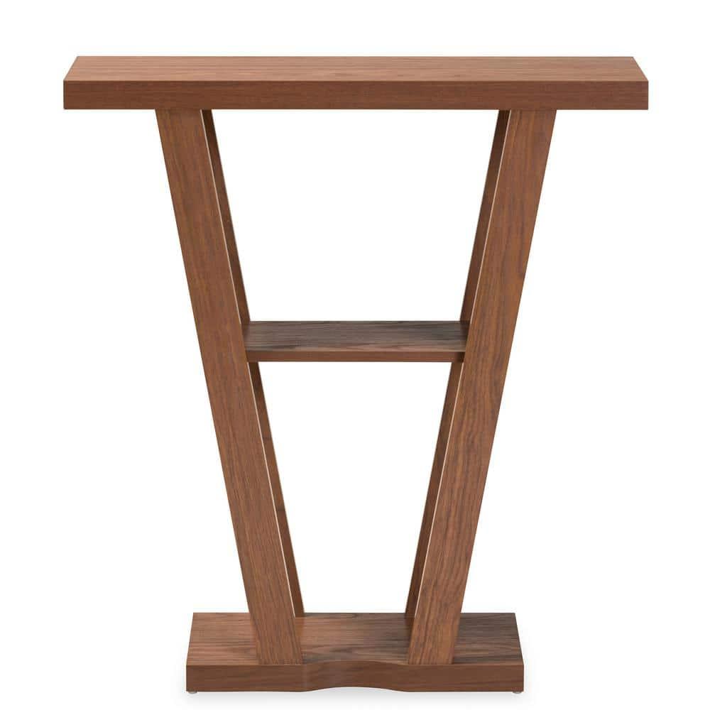 Boone Wood Console Table Walnut Brown - Baxton Studio: Modern Entryway Furniture with Shelf, Space-Saving Design