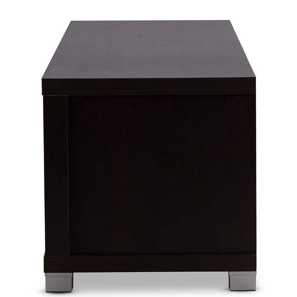 Gerhardine Wood Cabinet: Espresso Finish, Media Storage, 85" TV Compatibility - Baxton Studio