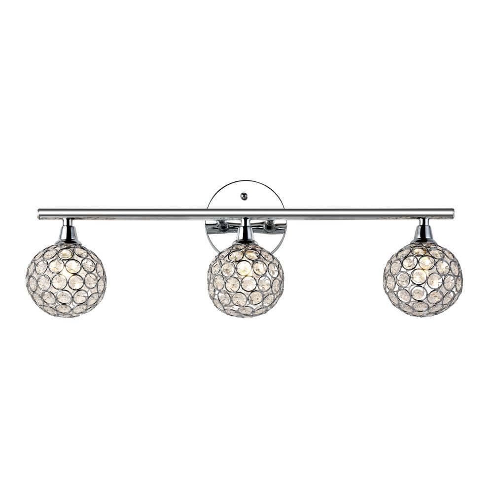 JONATHAN Y Maeve 23" 3-Light Iron/Glass Contemporary Glam LED Vanity Light, Chrome