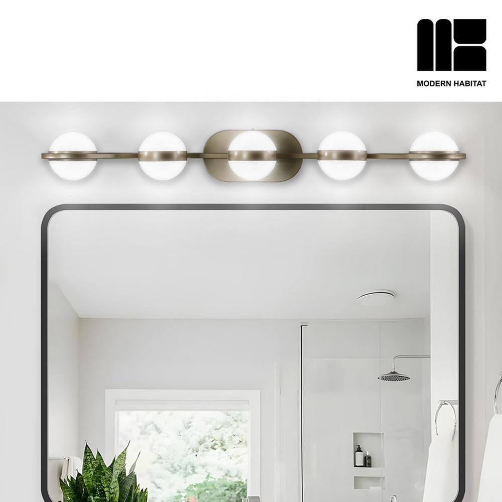 Modern Habitat DivineDazzle 5 - Light Dimmable Gold LED Vanity Light