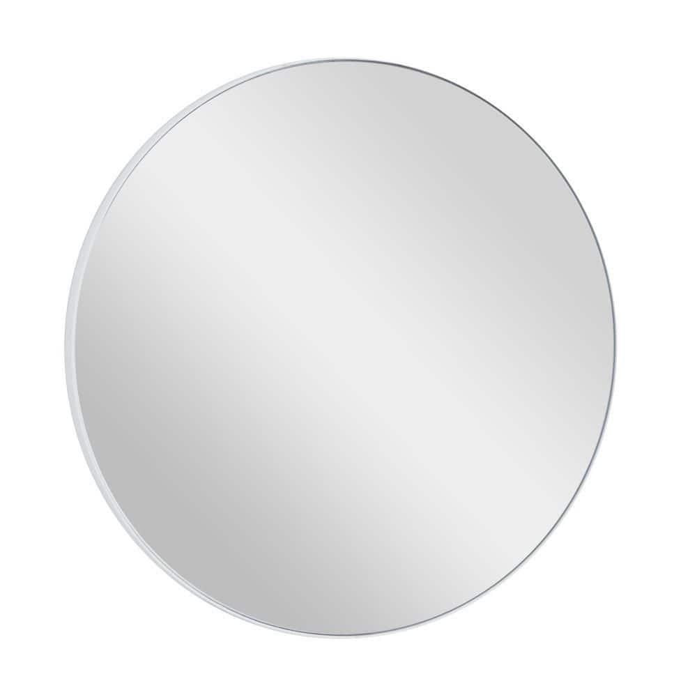 24 in. x 24 in. Simplistic Round Framed White Wall Mirror with Thin Minimalistic Frame