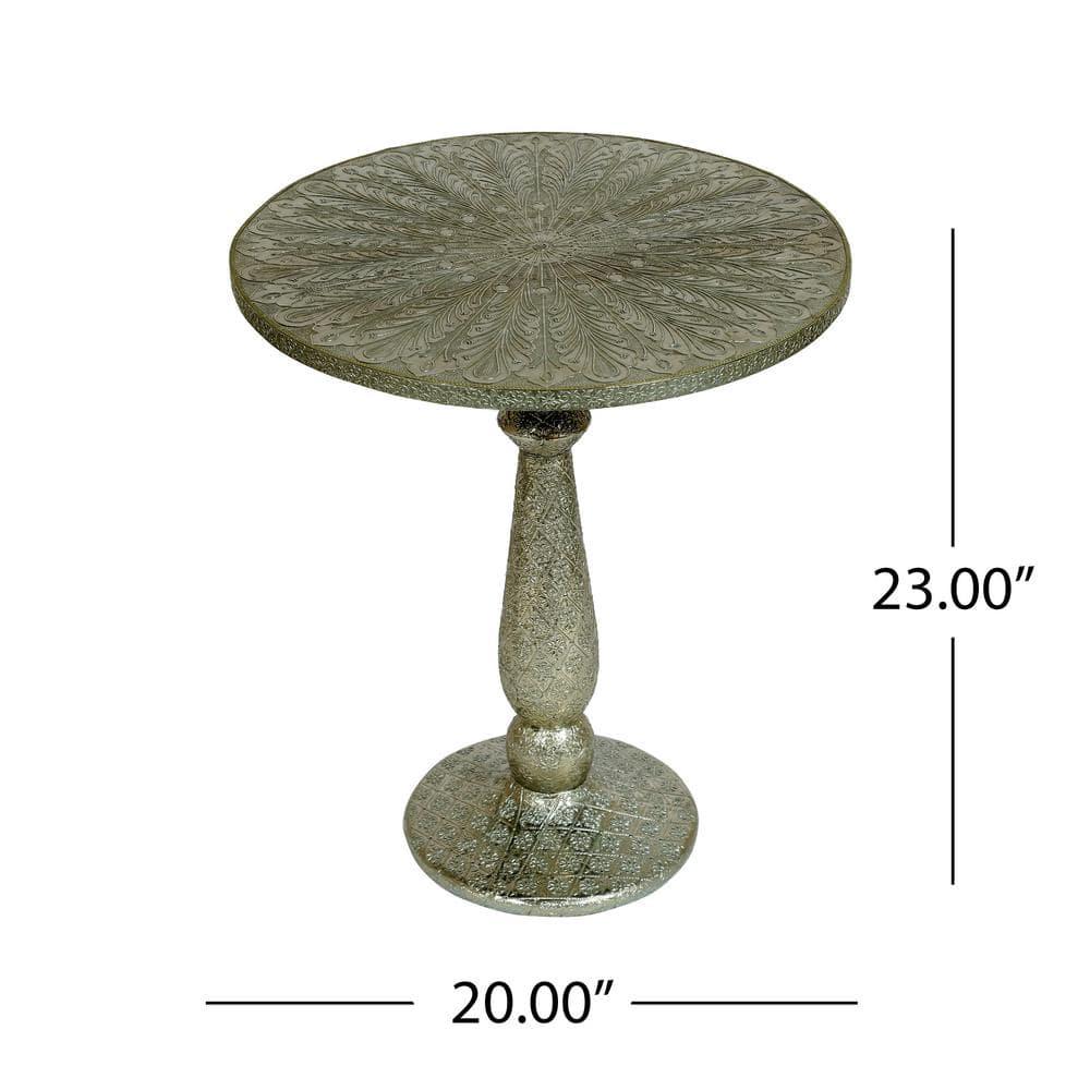 Noble House Sagle Handcrafted Accent Table, Silver