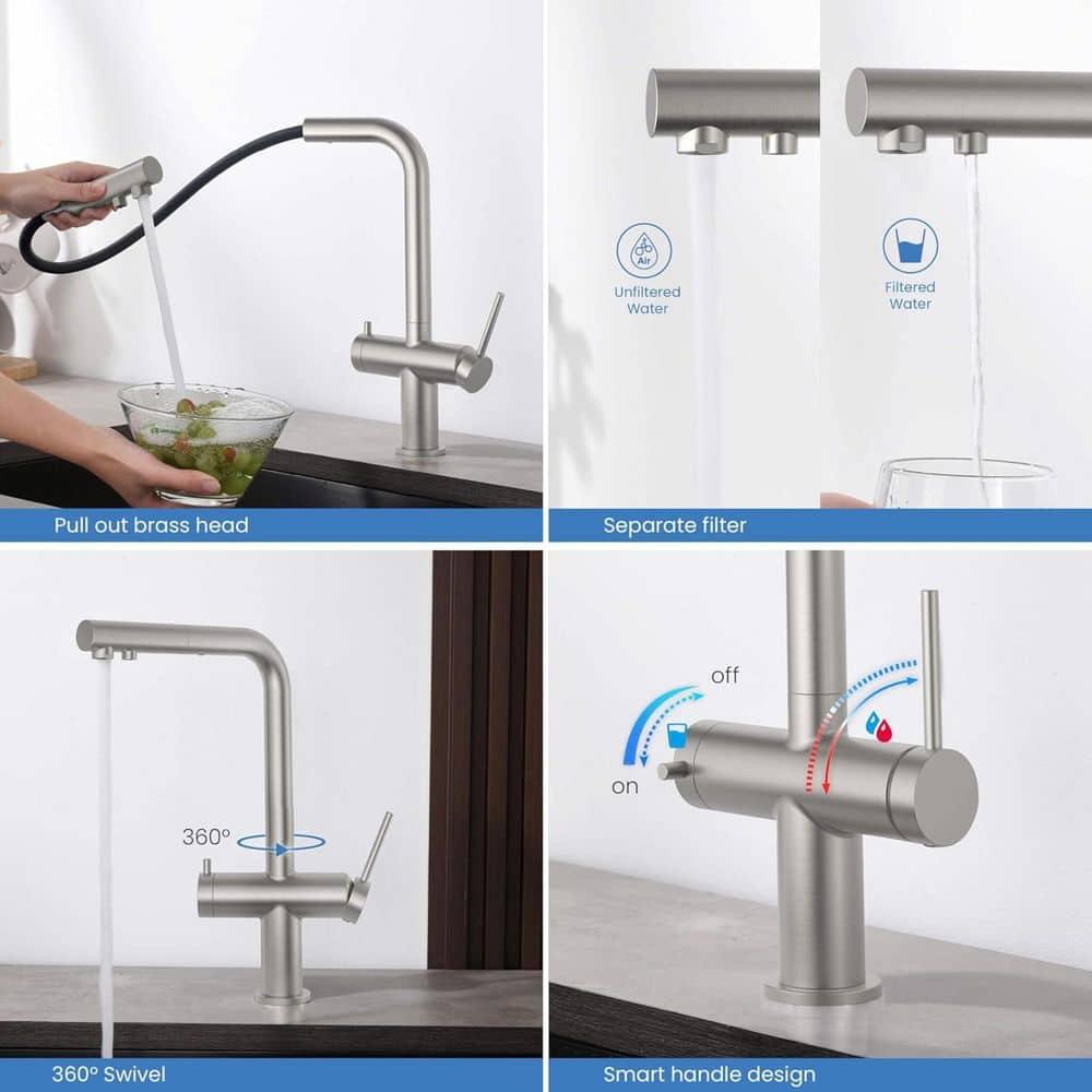 KIBI KFF502BN KIBI Circular 2-in-1 Single Hole Pull Out Kitchen Faucet