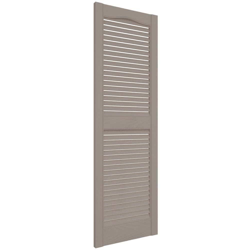 12 in. x 31 in. Louvered Vinyl Exterior Shutters Pair in Clay